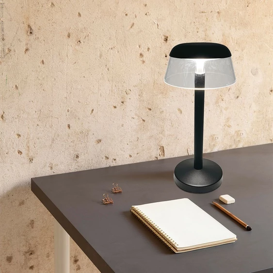 V-TAC asztali akkus lámpa, fekete házzal, akril búrával, CCT, 130x285mm - SKU 23685