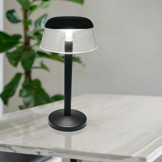 V-TAC asztali akkus lámpa, fekete házzal, akril búrával, CCT, 130x285mm - SKU 23685