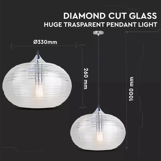 Pendant Light Diamond Cut Glass Transparent  Ф350мм