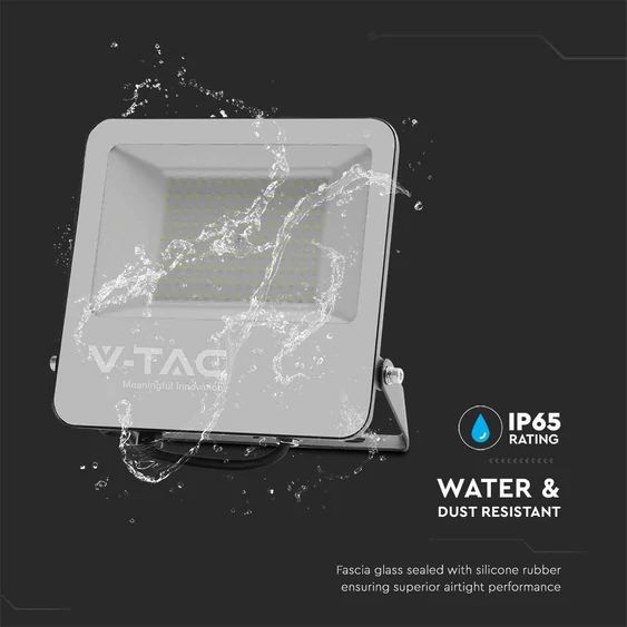 V-TAC B-széria LED reflektor 100W hideg fehér 185 Lm/W, fekete ház - SKU 9895