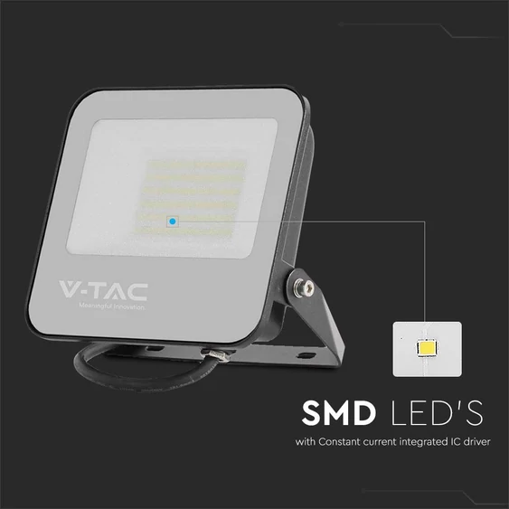 V-TAC B-széria LED reflektor 50W hideg fehér 185 Lm/W, fekete ház - SKU 9893