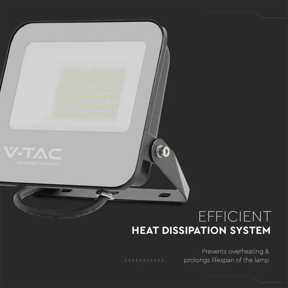 V-TAC B-széria LED reflektor 50W hideg fehér 185 Lm/W, fekete ház - SKU 9893