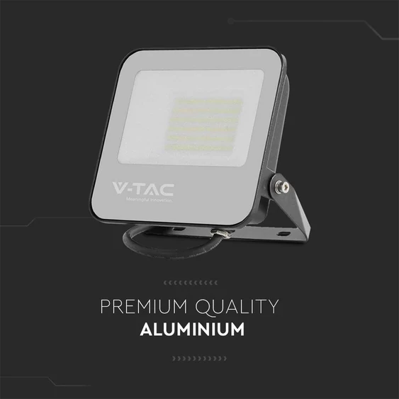 V-TAC B-széria LED reflektor 50W hideg fehér 185 Lm/W, fekete ház - SKU 9893