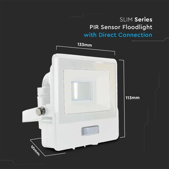 10W LED PIR Sensor Floodlight SAMSUNG CHIP White Body 6400K