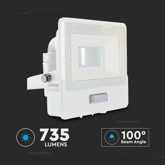10W LED PIR Sensor Floodlight SAMSUNG CHIP White Body 6400K