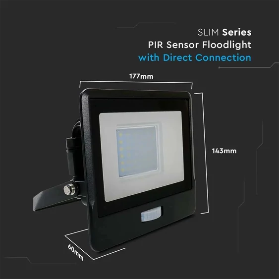 30W LED PIR Sensor Floodlight SAMSUNG CHIP Black Body 3000K