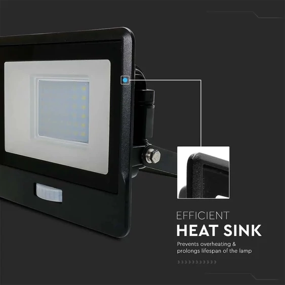 30W LED PIR Sensor Floodlight SAMSUNG CHIP Black Body 3000K