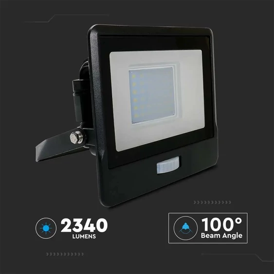 30W LED PIR Sensor Floodlight SAMSUNG CHIP Black Body 3000K