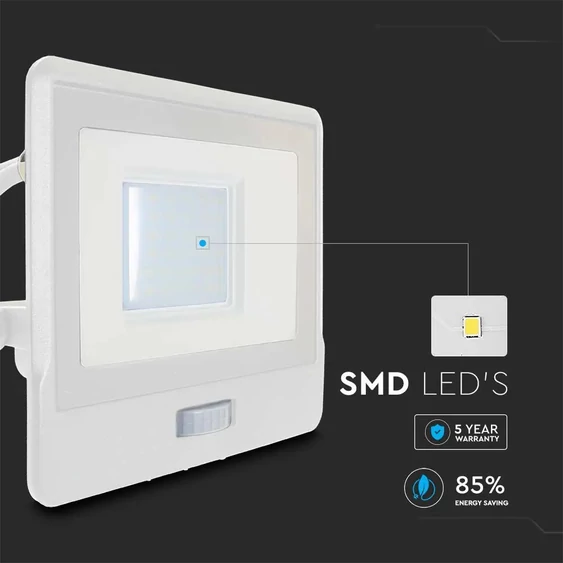 30W LED PIR Sensor Floodlight SAMSUNG CHIP White Body 4000K 1M Cable