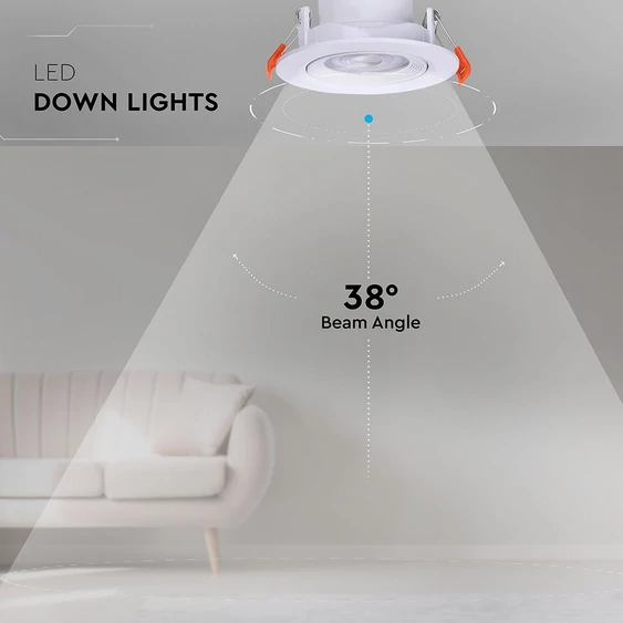 V-TAC billenthető, süllyeszthető 7W LED spot panel kerek, állítható színhőmérséklettel - SKU 23837