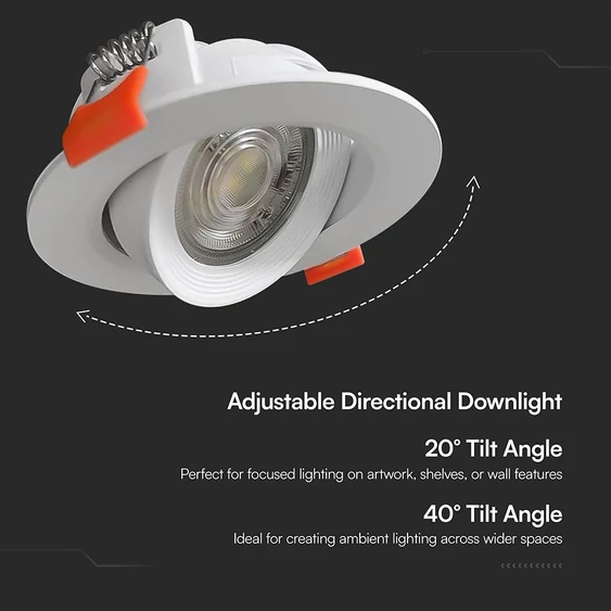 V-TAC billenthető, süllyeszthető 7W LED spot panel kerek, állítható színhőmérséklettel - SKU 23837
