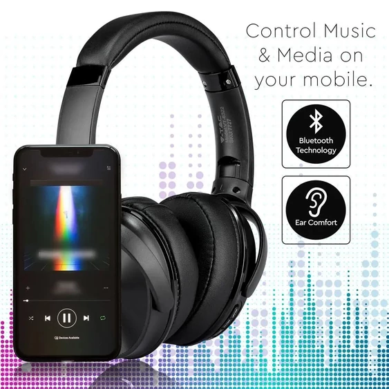 Bluetooth Wireless Headphone With Rotable Head 500mAh Black W/BAG