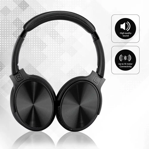 Bluetooth Wireless Headphone With Rotable Head 500mAh Black W/BAG