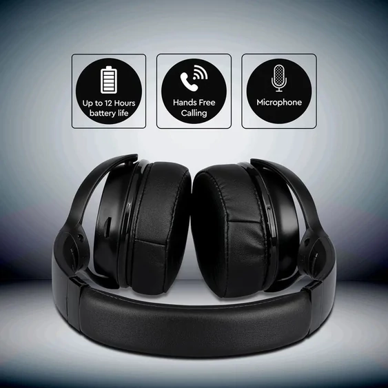 Bluetooth Wireless Headphone With Rotable Head 500mAh Black W/BAG