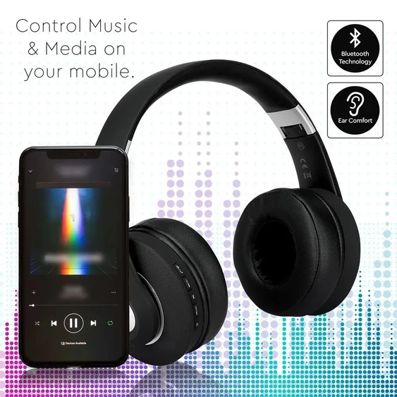 Bluetooth Wireless Headphone With Adjustable Head 500mAh Black W/BAG