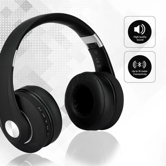 Bluetooth Wireless Headphone With Adjustable Head 500mAh Black W/BAG