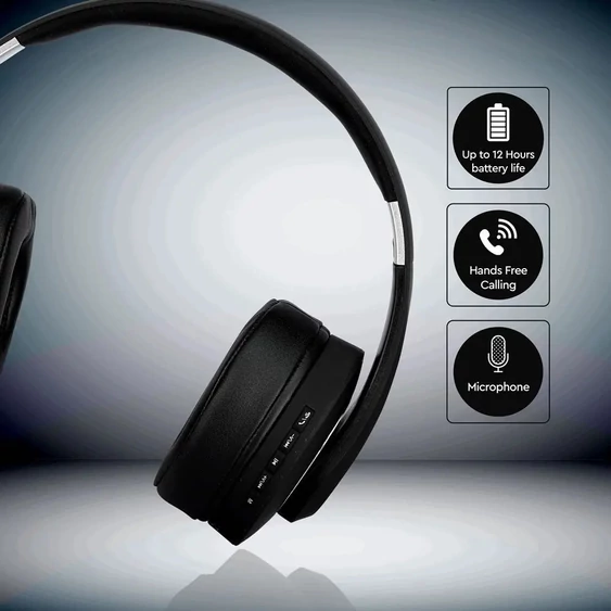 Bluetooth Wireless Headphone With Adjustable Head 500mAh Black W/BAG