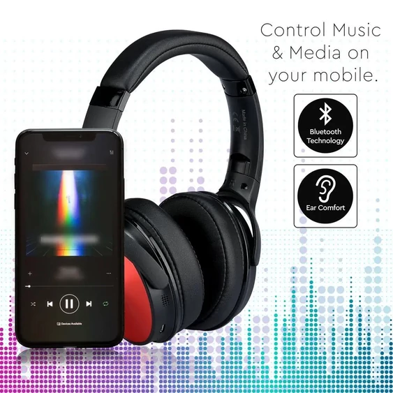 Bluetooth Wireless Headphone With Rotable Head 500mAh Red W/BAG