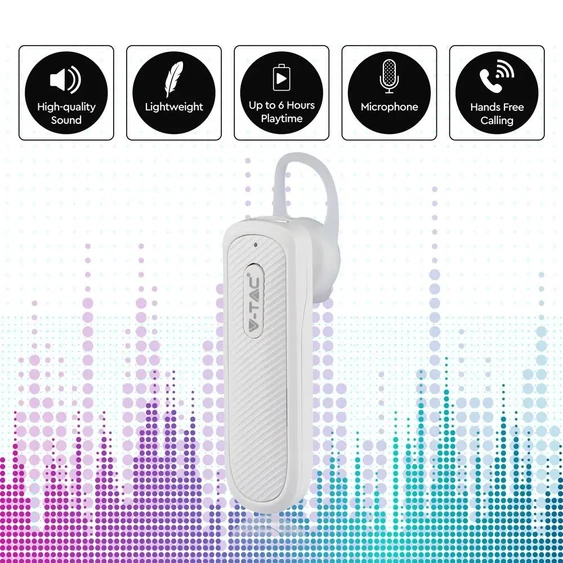 Headset Bluetooth 70mAh White