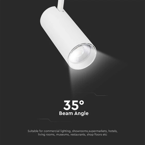 V-TAC COB LED sínes spotlámpa, 40W, 3in1 színhőmérséklet, fehér házzal - SKU 8843