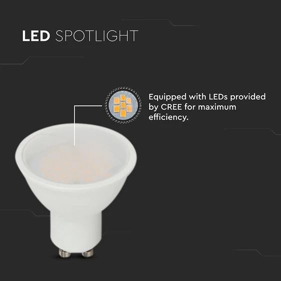 V-TAC CREE GU10 LED spot égő 10W meleg fehér 110° - SKU 218786