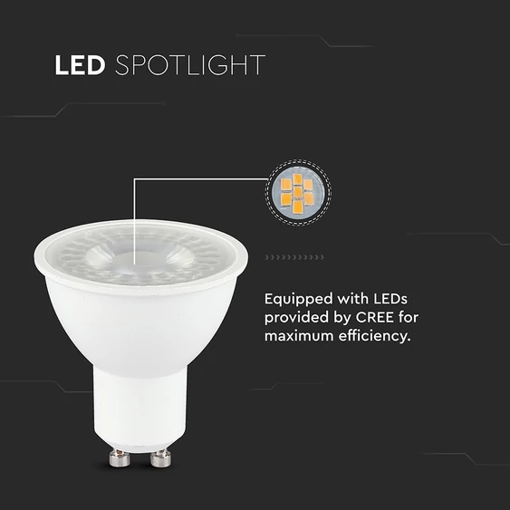 V-TAC CREE GU10 LED spot égő 7.5W meleg fehér 110° - SKU 218726