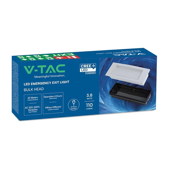 V-TAC CREE LED-es vészkijárat, vészvilágító, kijáratjelző EXIT lámpa 3.8W - SKU 899-6
