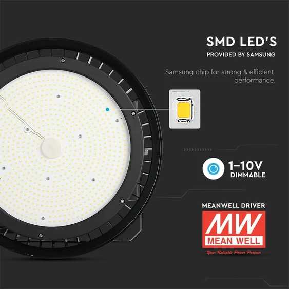 LED Highbay SAMSUNG CHIP - 500W 120' Meanwell Driver Dimmable Black Body 4000K