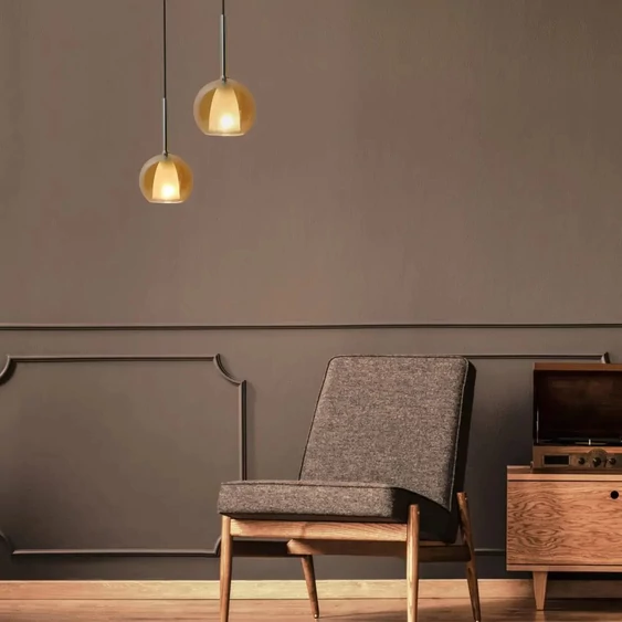 Pendant Light Modern Double Glass Amber+White Ф180мм