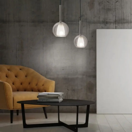 Pendant Light Modern Double Glass Gungray+White Ф180мм