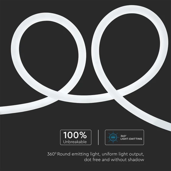 Tube LED Neon Flex, 12W/m, 6500K, DC24V, 360°D