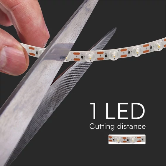 V-TAC DC24V LED szalag, SMD 2835, 48 LED/m lencsével, meleg fehér - SKU 23334