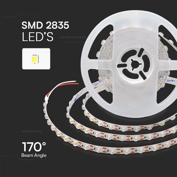 V-TAC DC24V LED szalag, SMD 2835, 48 LED/m lencsével, természetes fehér - SKU 23335