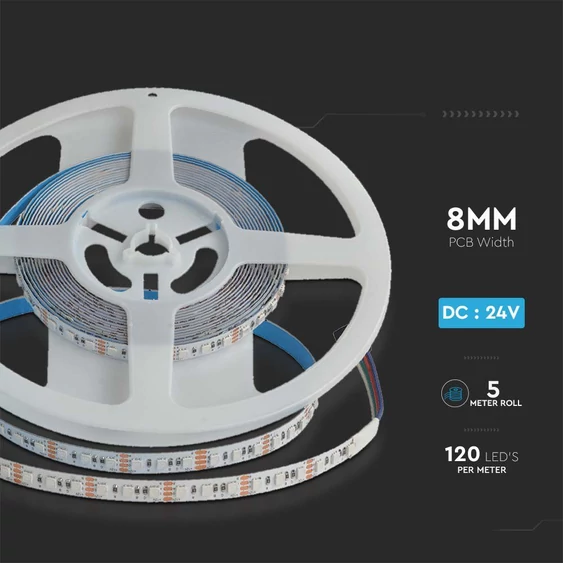 V-TAC DC24V SMD 3535 RGB LED szalag 120 LED/m, kettős PCB - SKU 10556