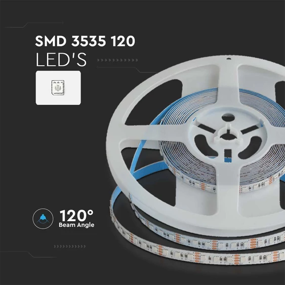 V-TAC DC24V SMD 3535 RGB LED szalag 120 LED/m, kettős PCB - SKU 10556