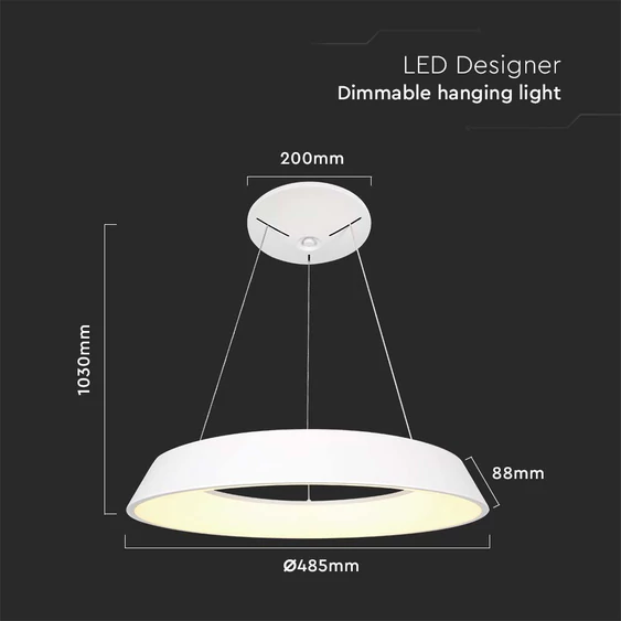 White 48W Dimmable LED Designer Hanging Light, 4000K