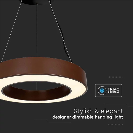 V-TAC dimmelhető 50W designer körcsillár, természetes fehér, Corten barna ház, 120 Lm/W - SKU 6959