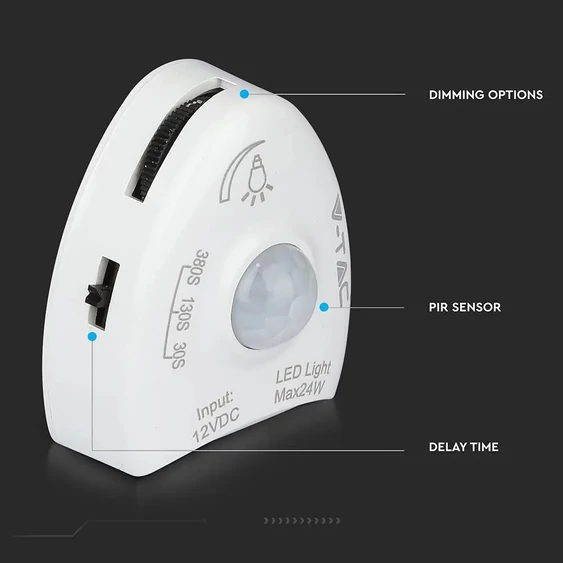 V-TAC dimmelhető LED szalag szett mozgásérzékelővel  SMD 2835, 30 db/m meleg fehér - SKU 2550