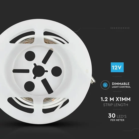 V-TAC dimmelhető LED szalag szett mozgásérzékelővel SMD 2835, 30 db/m természetes fehér - SKU 2549