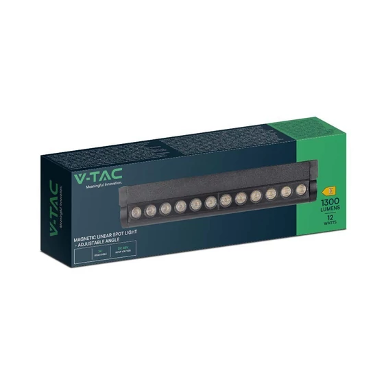 V-TAC dönthető 12W spot LED lámpatest Slim 48V mágneses sínhez, természetes fehér - SKU 10260