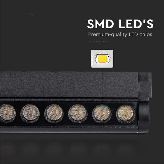 V-TAC dönthető 12W spot LED lámpatest Slim 48V mágneses sínhez, természetes fehér - SKU 10260