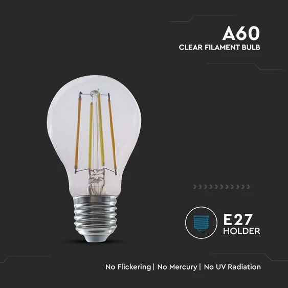 LED Filament Bulb - Smart WiFi 7W E27 A60 Clear glass, CCT