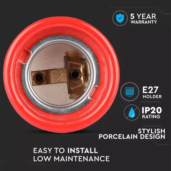 Porcelan Lamp Holder Fitting Red