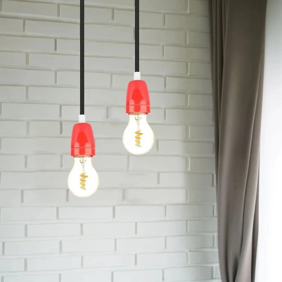 Porcelan Lamp Holder Fitting Red