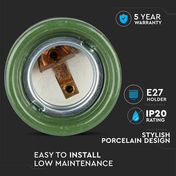 Porcelan Lamp Holder Fitting Green