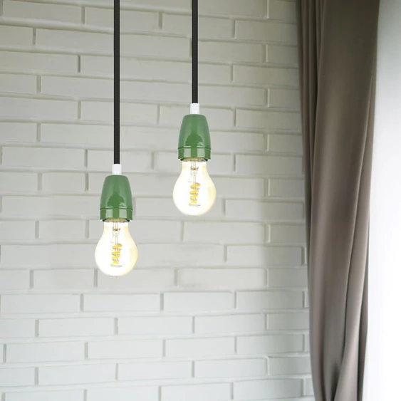 Porcelan Lamp Holder Fitting Green