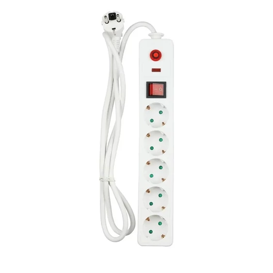 V-TAC elosztó 5db aljzattal, kapcsolóval, 1.4m kábel - SKU 8818
