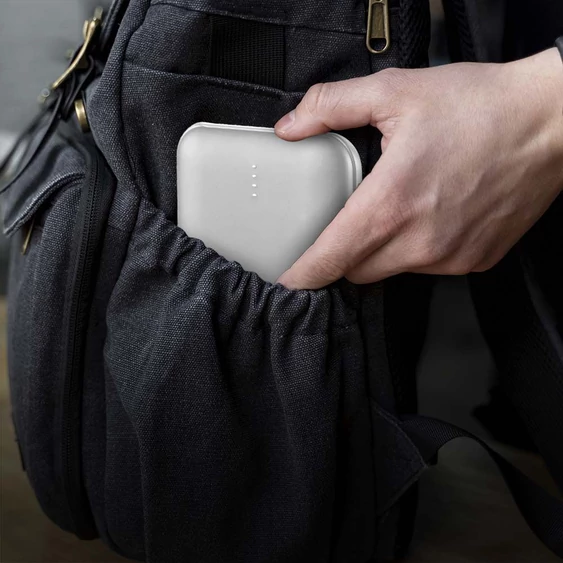 V-TAC ezüst 10000mAh powerbank, 30cm Type-C kábellel - SKU 23035
