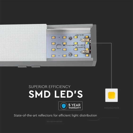 LED Linear Light SAMSUNG CHIP - 40W Hanging Suspension Silver Body 4000K 1200x50x65mm
