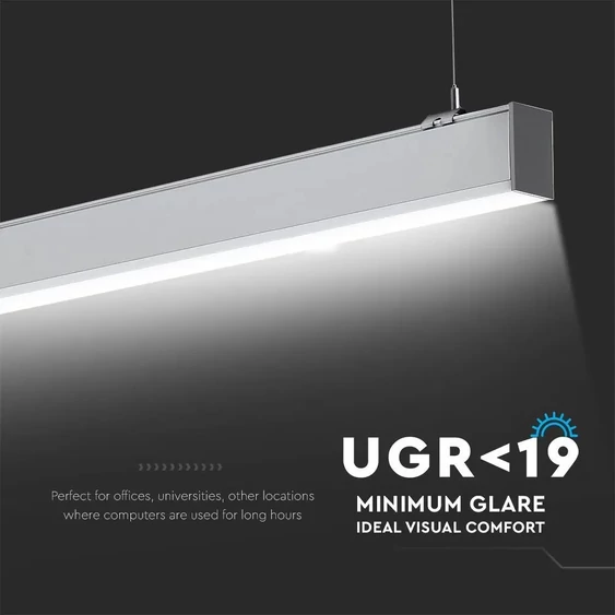 LED Linear Light SAMSUNG CHIP - 40W Hanging Suspension Silver Body 4000K 1200x50x65mm